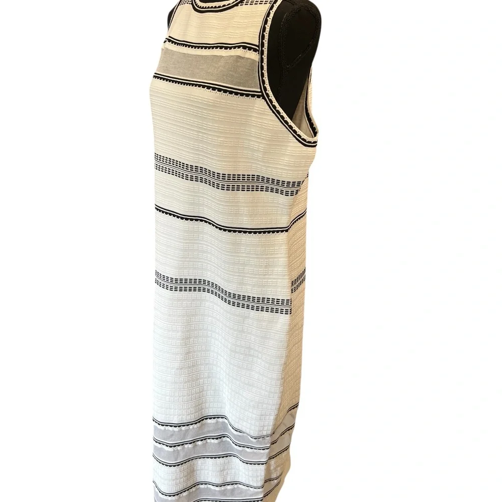 New with tags. Striped Sheer Panel High Neck Sleeveless Midi Sweater Dress XL